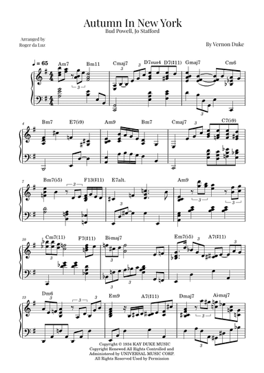 Autumn In New York (arr. Roger da Luz)