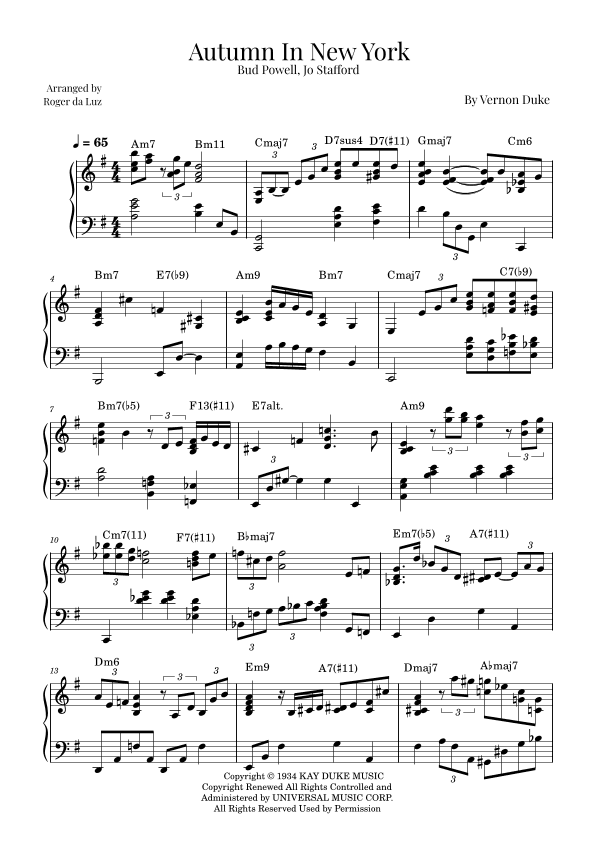 Autumn In New York (arr. Roger da Luz)