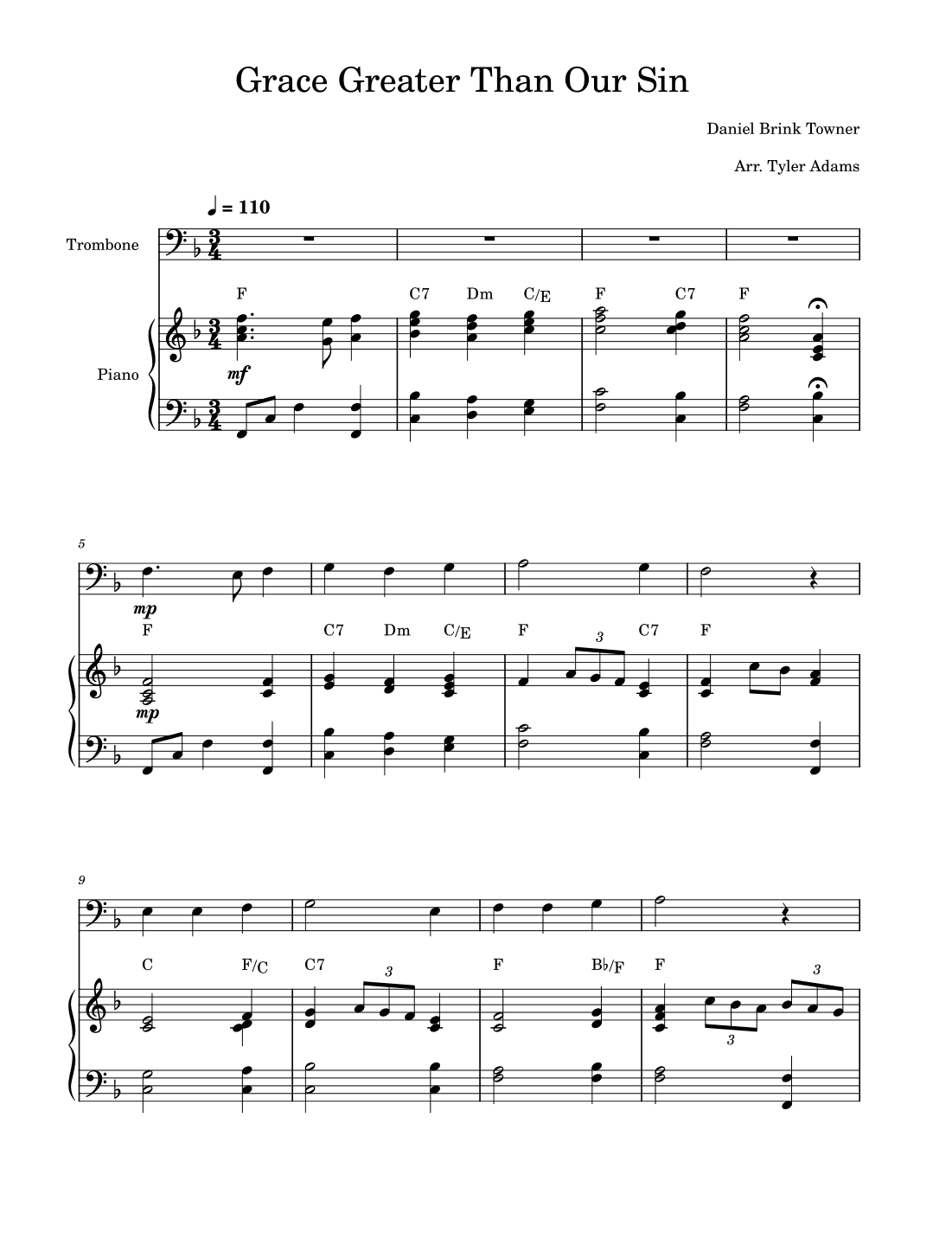 Grace Greater Than Our Sin (Trombone Solo with Piano) (arr. Tyler Adams)