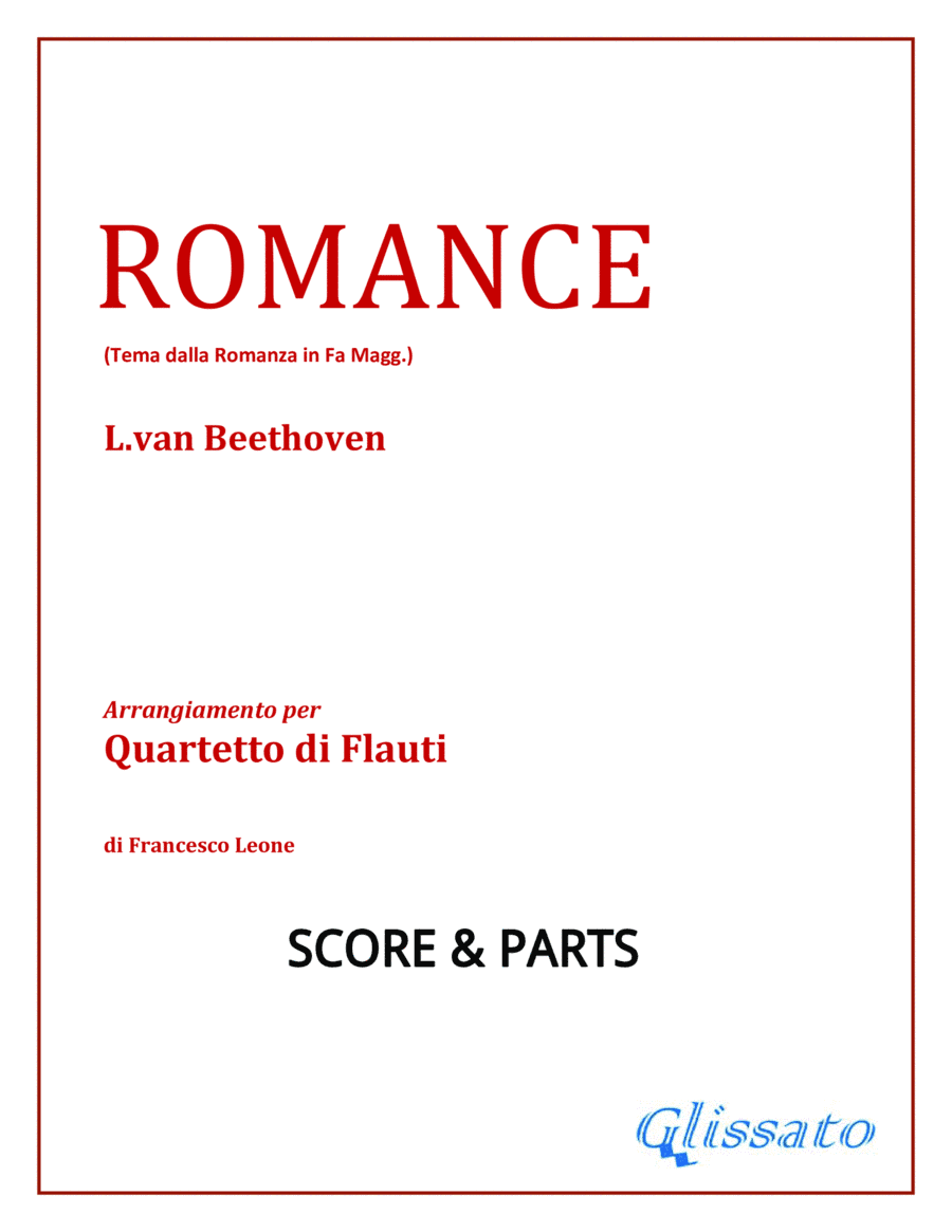 Theme from "Romance in F" for Flute Quartet score & parts (arr. Francesco Leone)