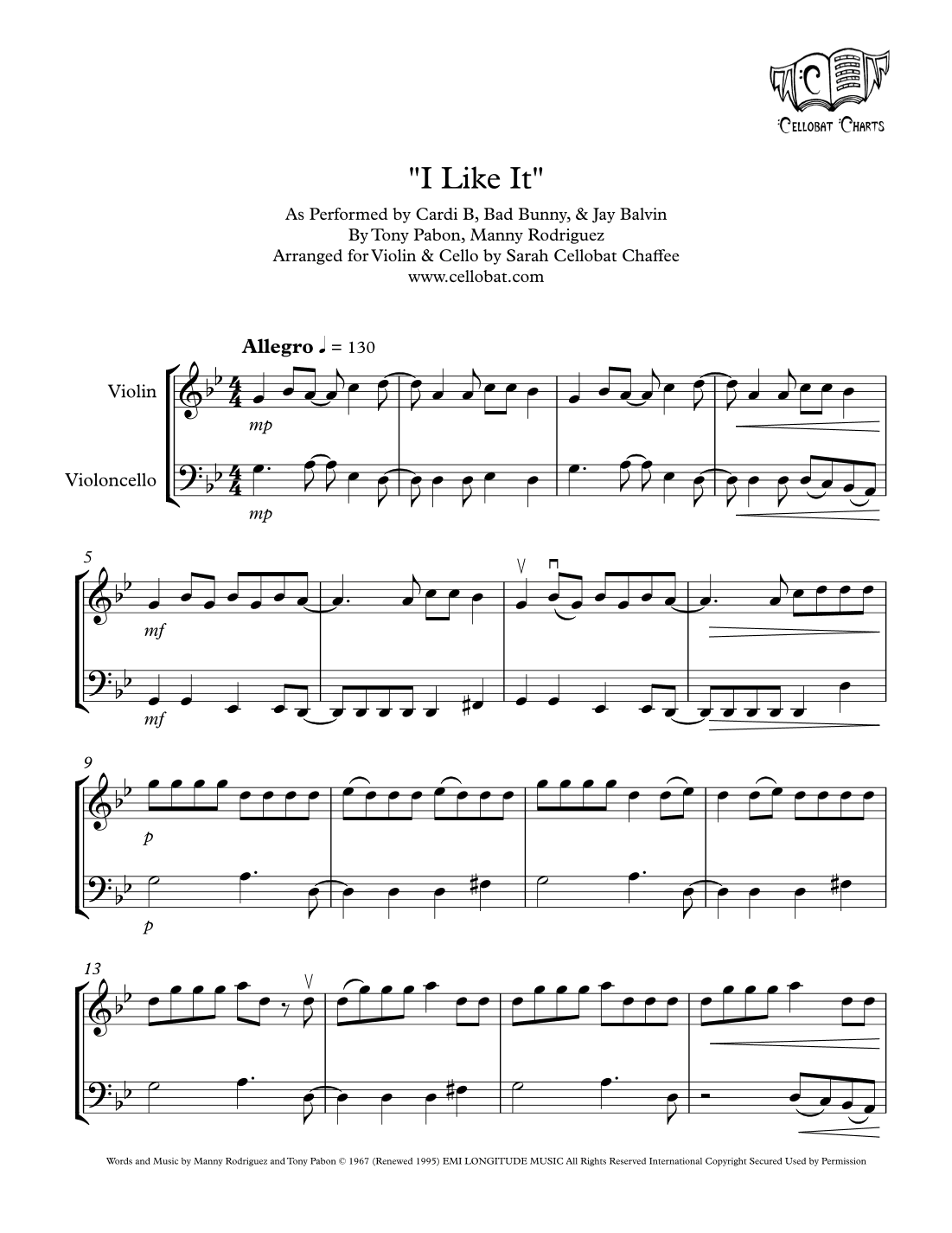 I Like It (arr. Sarah Cellobat Chaffee)