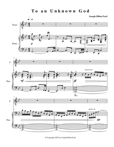 To an unknown God, from Loves Ancient and Forbidden - for tenor and piano