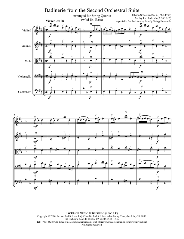 Badinerie from the Second Orchestral Suite (arr. Joel Jacklich (A.S.C.A.P.))