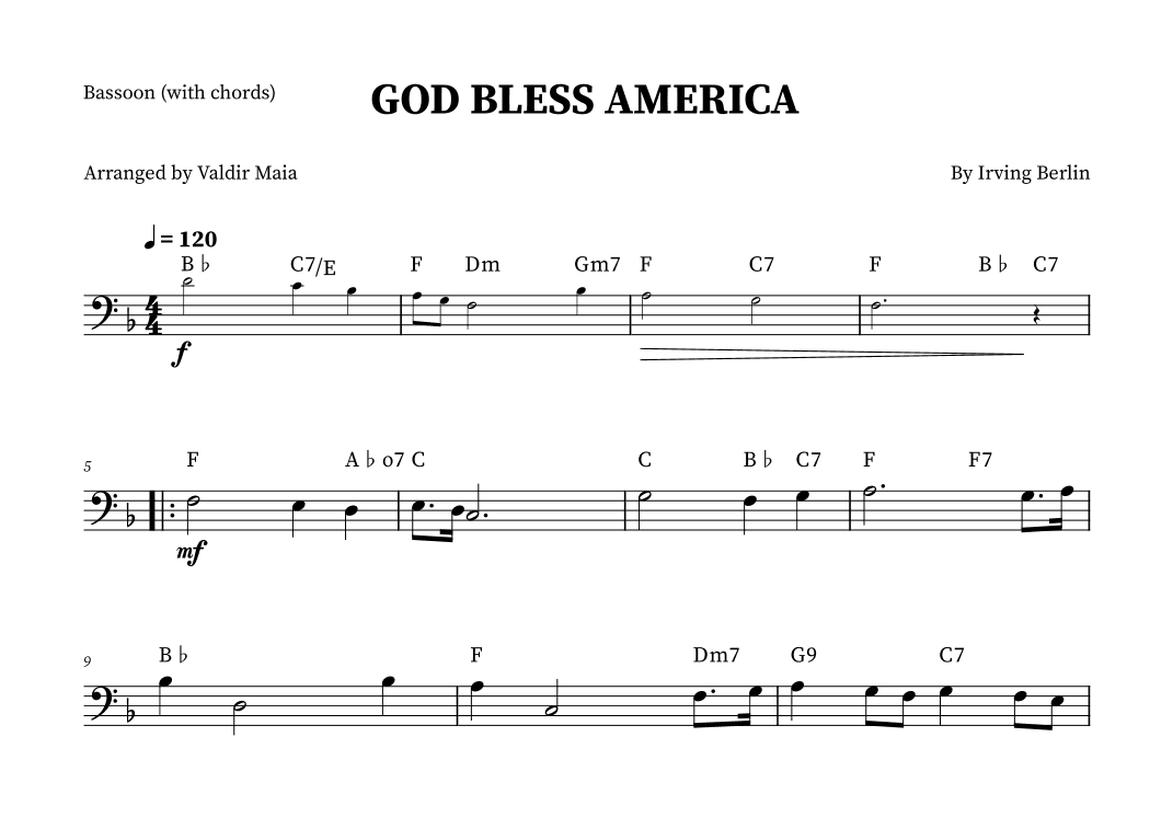 God Bless America ® (arr. Valdir Maia)