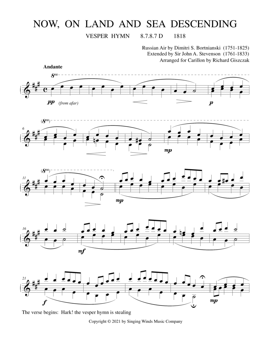 Now, On Land And Sea Descending (VESPER HYMN) (arr. Richard Giszczak)