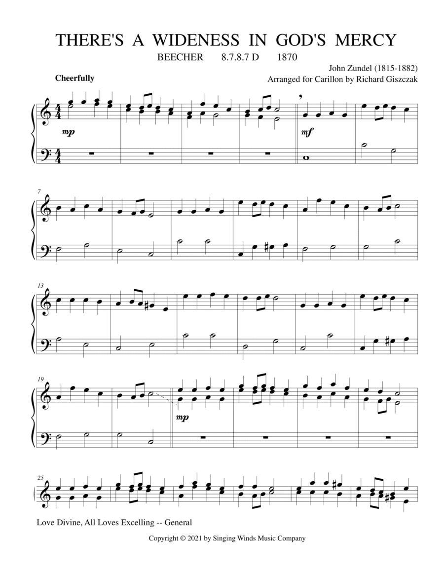 There's a Wideness in God's Mercy (BEECHER) (arr. Richard Giszczak)