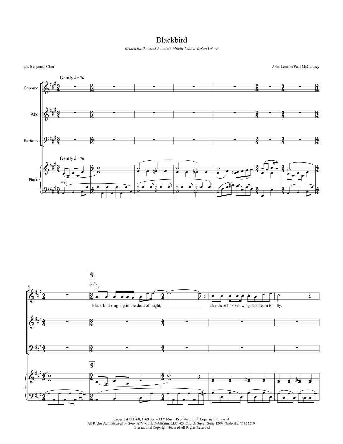 Blackbird (arr. Benjamin Chin)