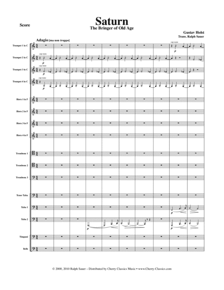 Saturn The Bringer of Old Age from the Planets for Brass Ensemble, Timpani & Bells (arr. Sauer, Ralph)