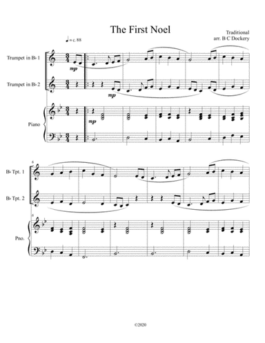 The First Noel (trumpet duet) with piano accompaniment (arr. B C Dockery)