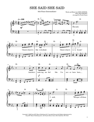 She Said She Said (arr. Frank Pisani)