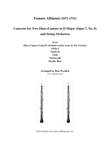 Concerto for Two Oboe d’amore in D Major, Op. 7 No. 8 and String Orchestra (arr. Don Werdick (1946 - ))