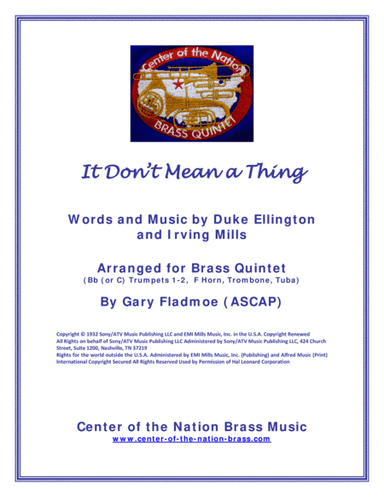 It Don't Mean A Thing (If It Ain't Got That Swing) (arr. Gary Fladmoe (ASCAP))