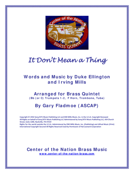 It Don't Mean A Thing (If It Ain't Got That Swing) (arr. Gary Fladmoe (ASCAP))