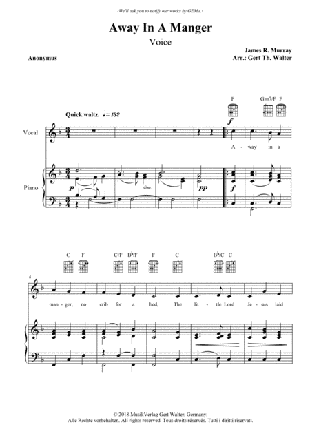 Away In A Manger (1st. version) (arr. Gert Th. Walter)
