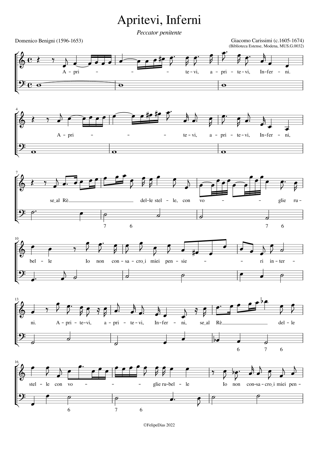 Apritevi Inferni (arr. Early Music Scores)