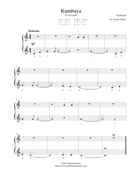 Kumbaya - for very easy piano (arr. Samuel Stokes)