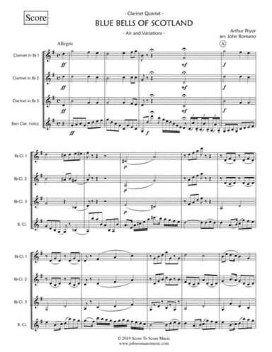 Blue Bells of Scotland (Clarinet Quartet) (arr. John Romano)