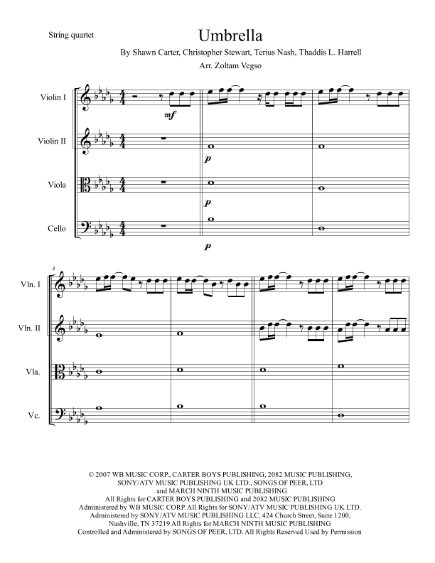 Umbrella (arr. Zoltan Vegso)