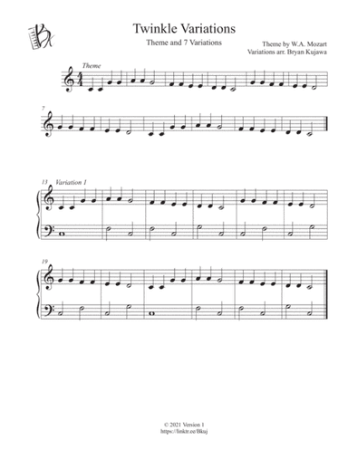 Twinkle Variations Piano (theme and 7 variations) (arr. Bryan Kujawa)