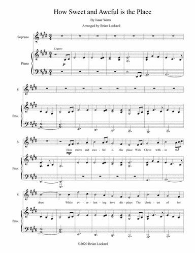 How Sweet and Aweful is the Place Voice and Piano (arr. Brian Lockard)