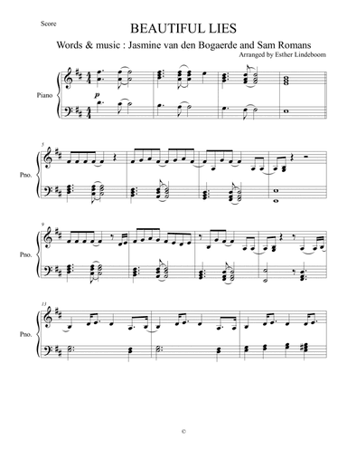 Beautiful Lies (arr. Esther Lindeboom)