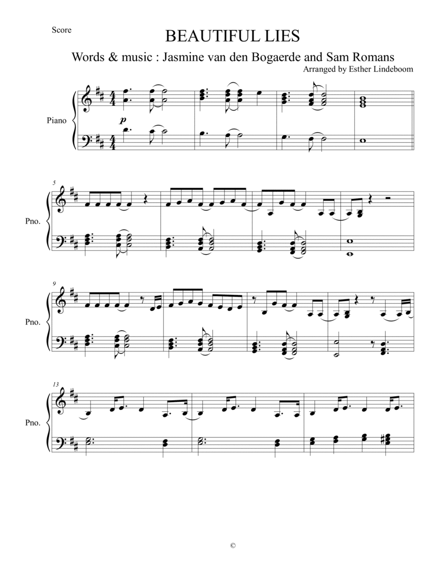 Beautiful Lies (arr. Esther Lindeboom)