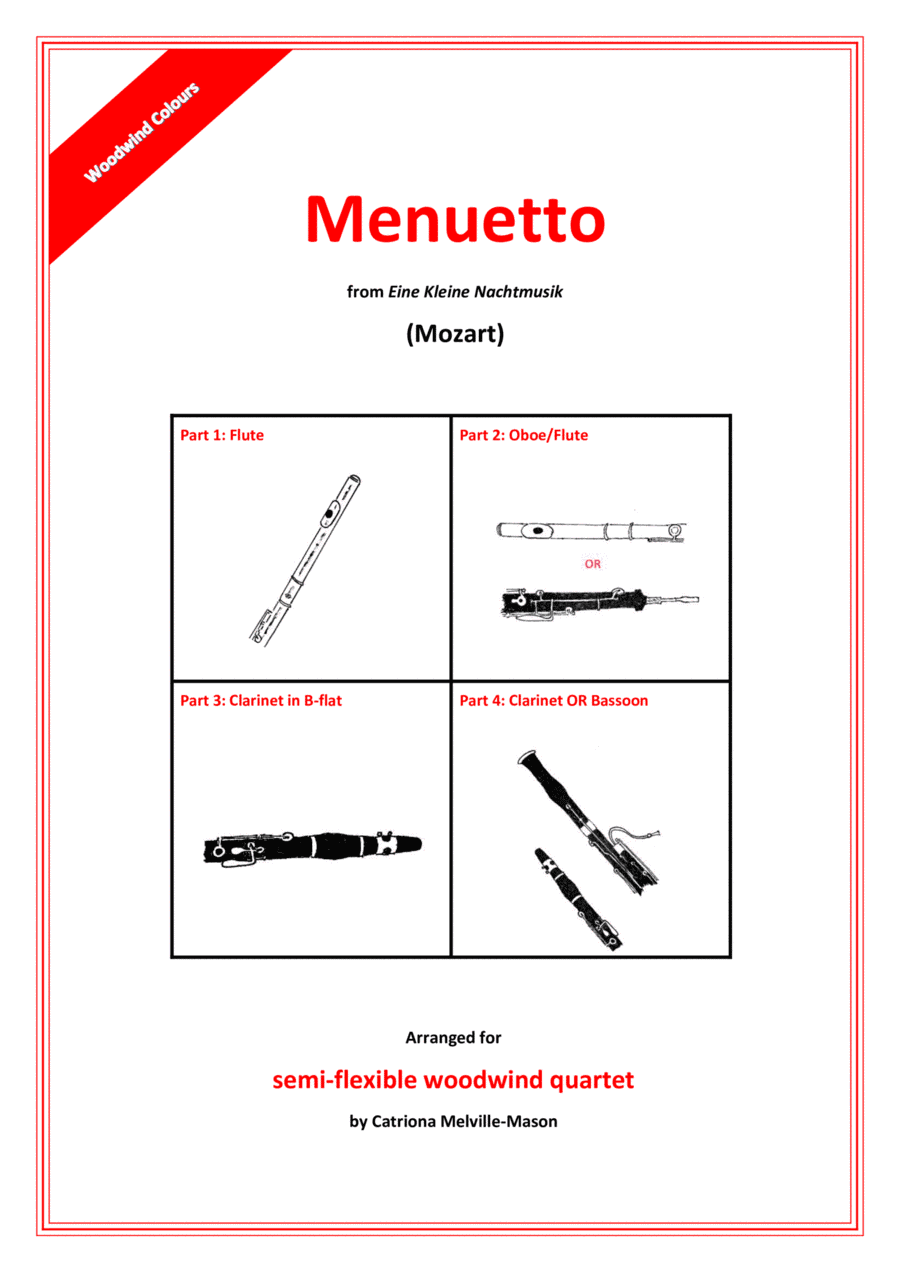 Menuetto from Eine Kleine Nachtmusik (semi-flexible 4-part woodwind) (arr. Catriona Melville-Mason)