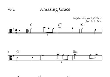 Amazing Grace for Viola Solo with Chords (arr. Fabio Britto)