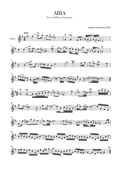 Aria (from Goldberg Variations - BWV 988) for Oboe (arr. Cadenza Editions)
