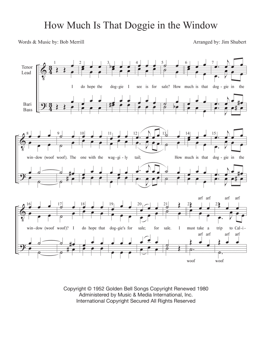 How Much Is That Doggie In The Window (arr. Jim Shubert)