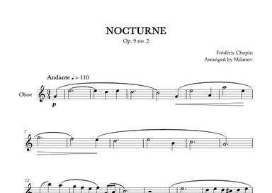 Chopin Nocturne op. 9 no. 2 | Oboe | C Major | Easy beginner (arr. Milanov)