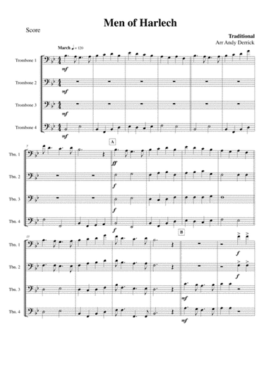 Men Of Harlech for Trombone Quartet (arr. Andy Derrick)