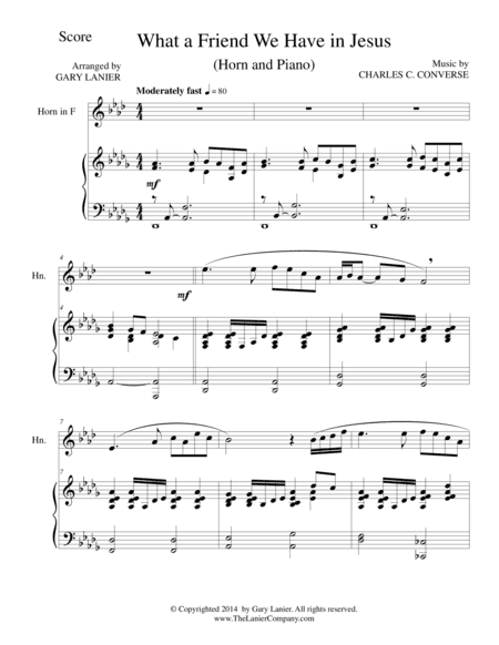 WHAT A FRIEND WE HAVE IN JESUS (Horn/Piano and Horn Part) (arr. Gary Lanier)