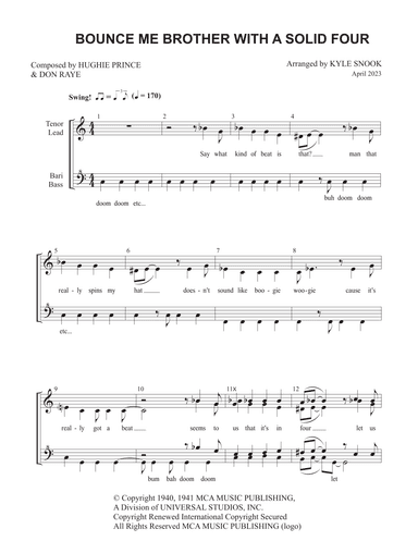Bounce Me Brother With A Solid Four (arr. Kyle Snook)
