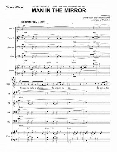 Man In The Mirror (arr. Pakk Hui)