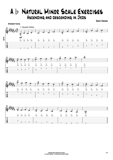 Ab Natural Minor Scale Exercises - Ascending and Descending in 3rds