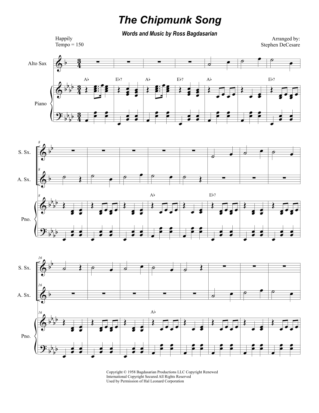 The Chipmunk Song (arr. Stephen DeCesare)