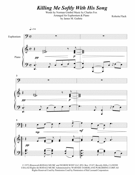 Killing Me Softly With His Song (arr. James M. Guthrie)