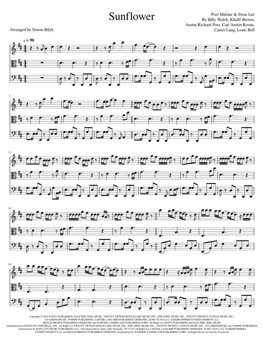 Sunflower (arr. Simon Bilyk)