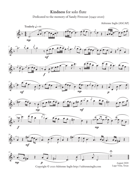 Kindness for solo flute