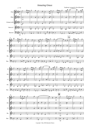 Amazing Grace for Wind Quintet (arr. David Burndrett)