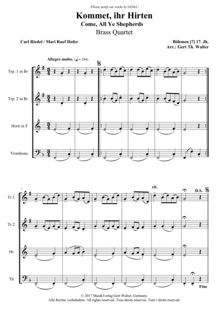 Come, All Ye Shepherds (arr. Gert Th. Walter)