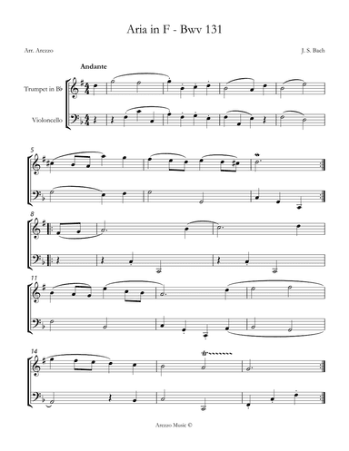 bach bwv anh. 131 gavotte in f major Viola and Cello  Sheet Music (arr. Arezzo Music)