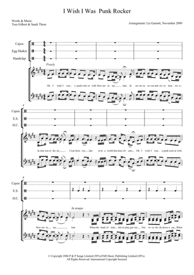 I Wish I Was A Punk Rocker (with Flowers In My Hair) (arr. Liz Garnett)