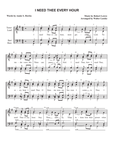 I NEED THEE EVERY HOUR (arr. Walter Latzko)