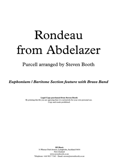 Rondeau from Abdelazer - Featuring Euphoniums and Baritones with Full Band (arr. Steven Booth)