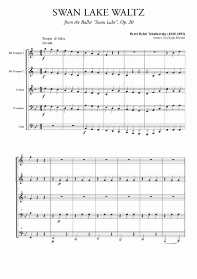 Swan Lake Waltz for Brass Quintet (arr. Diego Marani)