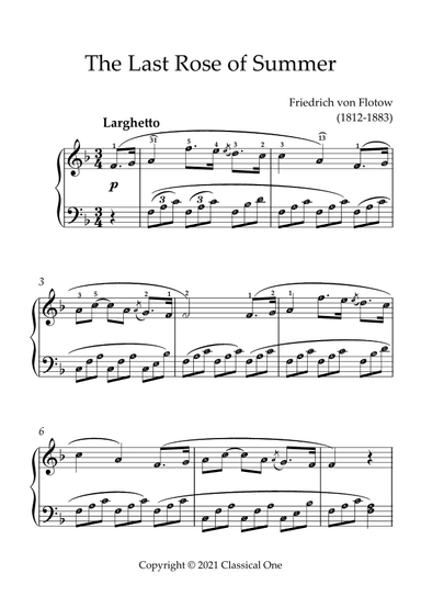 Flotow - The Last Rose of Summer(With Note name) (arr. MPS)