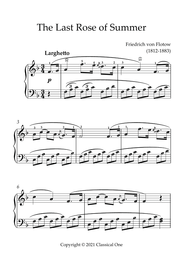 Flotow - The Last Rose of Summer(With Note name) (arr. MPS)
