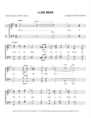 I Like Beer (arr. Tom Gentry)